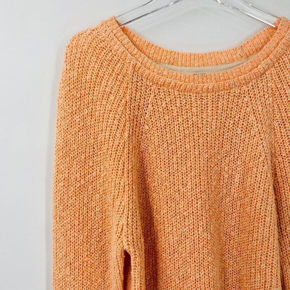 Free People Size Small Orange Electric City Neon Linen Blend Knit Sweater Top - Picture 6 of 10